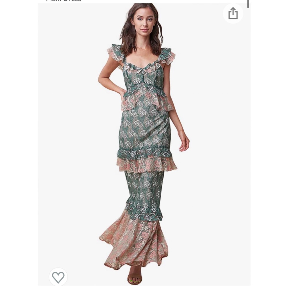 Sugar Lips Ruffle Lace Tier Maxi Dress